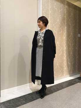 「NARACAMICIE（ナラカミーチェ）のアイテム（ノーカラーコート）」を使った、ryoさん（レディース・151cm）の冬コーディネート