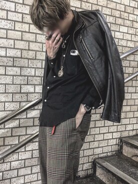 「アイテム（アクセサリー、レッド系）」を使った、つかささん（メンズ・175cm）の春コーディネート