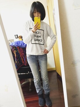 「MONKI（モンキ）のアイテム（パーカー）」を使った、Tianxiaoさん（レディース・173cm）の春コーディネート