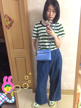 「travel」｜「アイテム（ショルダーバッグ）」を使った、Tianxiaoさん（レディース・173cm）の夏コーディネート