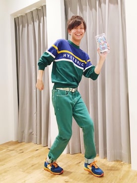 「サマーニット」｜「アイテム（PC・スマホグッズ/家電）」を使った、しゅう。さん（メンズ・168cm）の夏コーディネート