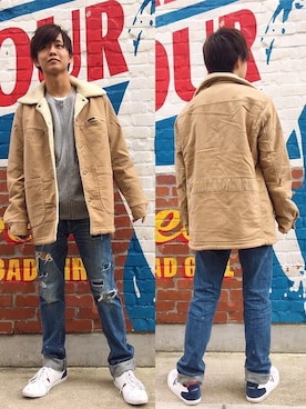 「HYSTERIC GLAMOUR（ヒステリックグラマー）のSOUND VIBRATION ジップアップ（ブルゾン、グレー系）」を使った、しゅう。さん（メンズ・165cm）の秋コーディネート