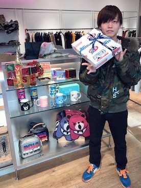 「HYSTERIC GLAMOUR（ヒステリックグラマー）のプリマロフトエアフォース TRIANGLE-WOMAN N-2Bジャケット（ブルゾン、その他）」を使った、しゅう。さん（メンズ・165cm）の冬コーディネート