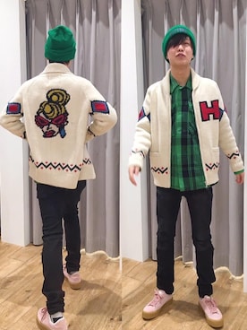 「HYSTERIC GLAMOUR（ヒステリックグラマー）のPLATFORM スニーカー（スニーカー、ピンク系）」を使った、しゅう。さん（メンズ・165cm）の冬コーディネート