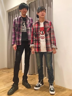 「HYSTERIC GLAMOUR（ヒステリックグラマー）のHYS SYMBOL LOGO 刺繍キャップ（キャップ、ブラック系）」を使った、しゅう。さん（メンズ・165cm）の冬コーディネート