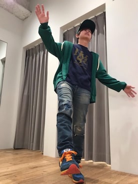 「HYSTERIC GLAMOUR（ヒステリックグラマー）のHG WOMAN メッシュキャップ（キャップ、グリーン系）」を使った、しゅう。さん（メンズ・165cm）の春コーディネート