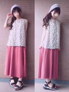 「ベレー帽推奨委員会」｜「アイテム（サンダル）」を使った、Yukko.☃︎さん（レディース・160cm）の夏コーディネート