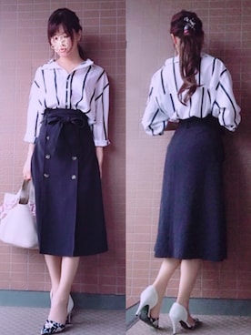 「トレンチスカート」｜「アイテム（アクセサリー）」を使った、Yukko.☃︎さん（レディース・160cm）の夏コーディネート