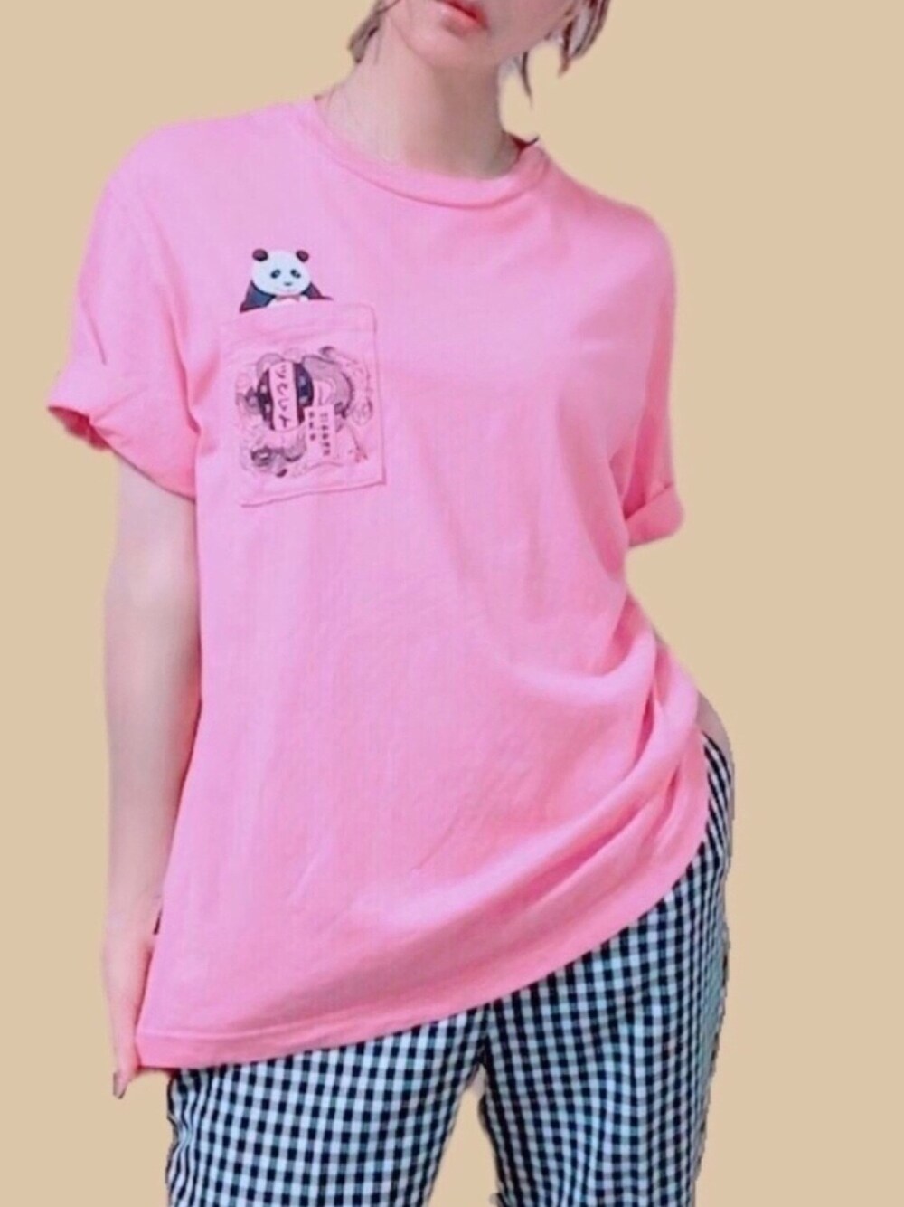 「おうちファッション、おうちスタイル、おうち時間、Tシャツ、面白Tシャツ、GUコーデ、キヨウケンT」｜「GUのアイテム（Tシャツ/カットソー、ピンク系）」を使った、Yukko.☃︎さん（レディース・160cm）の夏コーディネートの1枚目の写真