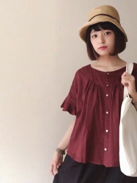 「kvell（ケベル）のアイテム（帽子）」を使った、sa_24さん（レディース・154cm）の春コーディネート