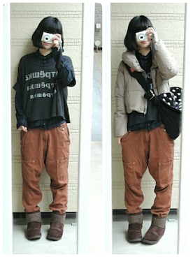 「INTERPLANET（インタープラネット）のアイテム（ダウンジャケット/コート）」を使った、しぃｏさん（レディース・159cm）の冬コーディネート