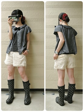 「YOiM furfur（ヨインファーファー）のアイテム」を使った、しぃｏさん（レディース・159cm）の夏コーディネート