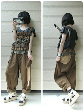 「RehersalL（リハーズオール）のアイテム（オールインワン・サロペット）」を使った、しぃｏさん（レディース・159cm）の夏コーディネート