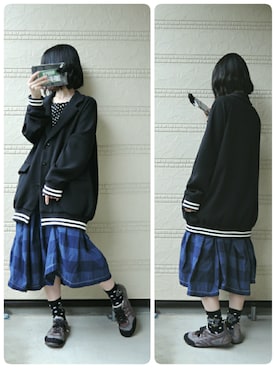 「ha | za | ma（ハザマ）のアイテム（ジャケット/アウター）」を使った、しぃｏさん（レディース・159cm）の秋コーディネート