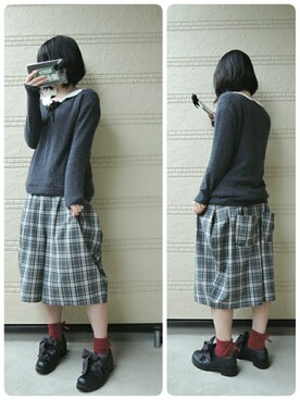 「YOiM furfur（ヨインファーファー）のアイテム」を使った、しぃｏさん（レディース・159cm）の秋コーディネート