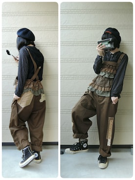 「RehersalL（リハーズオール）のアイテム（オールインワン・サロペット）」を使った、しぃｏさん（レディース・159cm）の秋コーディネート