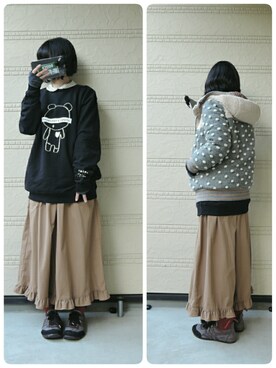 「FRAPBOIS（フラボア）のアイテム（ダウンジャケット/コート）」を使った、しぃｏさん（レディース・159cm）の冬コーディネート