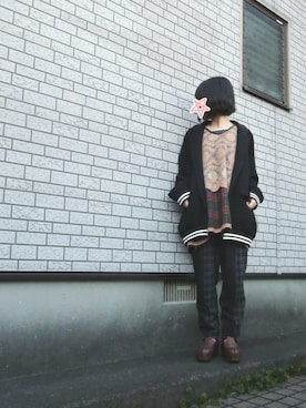「ha | za | ma（ハザマ）のアイテム（ジャケット/アウター）」を使った、しぃｏさん（レディース・159cm）の冬コーディネート