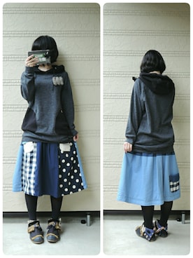 「NIRAME.CO（ニラメッコ）のアイテム（スカート）」を使った、しぃｏさん（レディース・159cm）の冬コーディネート