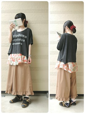 「kuskus（クスクス）のアイテム」を使った、しぃｏさん（レディース・159cm）の夏コーディネート