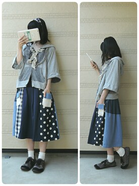 「NIRAME.CO（ニラメッコ）のアイテム（スカート）」を使った、しぃｏさん（レディース・159cm）の夏コーディネート