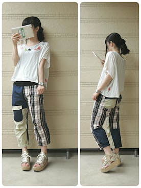 「NIRAME.CO（ニラメッコ）のアイテム（その他パンツ）」を使った、しぃｏさん（レディース・159cm）の夏コーディネート