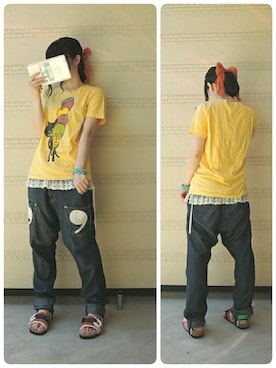 「present（プレゼント）のアイテム（ブレスレット）」を使った、しぃｏさん（レディース・159cm）の夏コーディネート