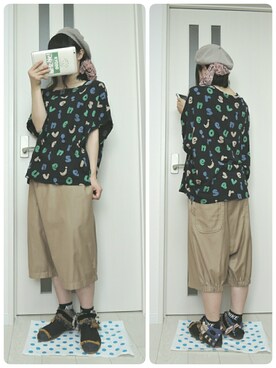 「POU DOU DOU（プードゥドゥ）のアイテム（ハンチング/ベレー帽）」を使った、しぃｏさん（レディース・159cm）の夏コーディネート