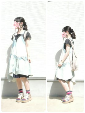 「ブリーチデニム」｜「アイテム（腕時計）」を使った、しぃｏさん（レディース・159cm）の夏コーディネート