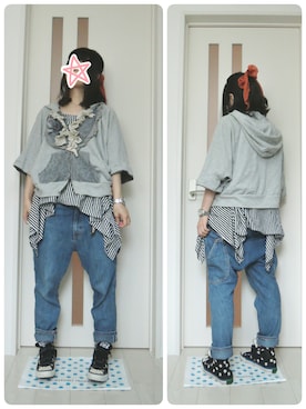 「jevous enprie!（ジュヴゾンプリ）のアイテム」を使った、しぃｏさん（レディース・159cm）の夏コーディネート