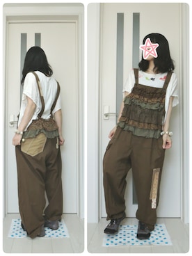 「RehersalL（リハーズオール）のアイテム（オールインワン・サロペット）」を使った、しぃｏさん（レディース・159cm）の夏コーディネート