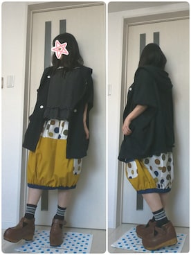 「NIRAME.CO（ニラメッコ）のアイテム（スカート）」を使った、しぃｏさん（レディース・159cm）の秋コーディネート