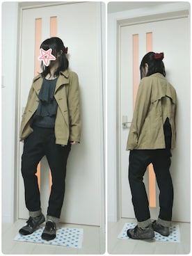 「ブラックウォッチ」｜「アイテム（トレンチコート）」を使った、しぃｏさん（レディース・159cm）の秋コーディネート
