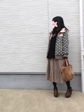 「FRAPBOIS（フラボア）のアイテム（ダウンジャケット/コート）」を使った、しぃｏさん（レディース・159cm）の冬コーディネート