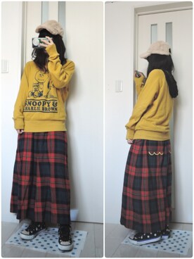 「RAY CASSIN（レイカズン）のアイテム（キャップ）」を使った、しぃｏさん（レディース・159cm）の冬コーディネート