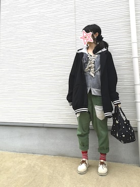 「ha | za | ma（ハザマ）のアイテム（ジャケット/アウター）」を使った、しぃｏさん（レディース・159cm）の冬コーディネート