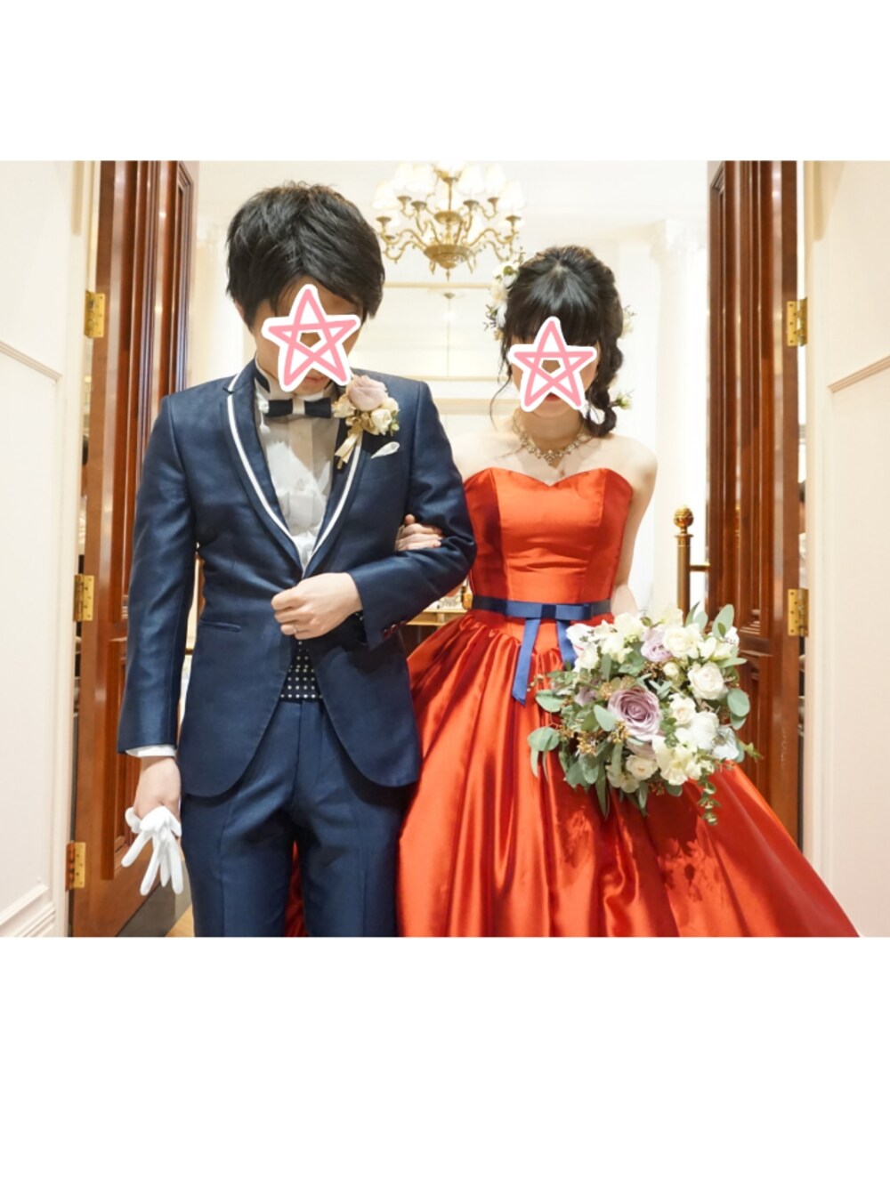 「wedding、結婚式、ディズニー、ウエディング、タキシード、ウエディングドレス、カラードレス、ディズニープリンセス、Goodbye holiday」｜「ディズニープリンセスドレスのアイテム（ドレス、レッド系）」を使った、しぃｏさん（レディース・159cm）の春コーディネートの1枚目の写真