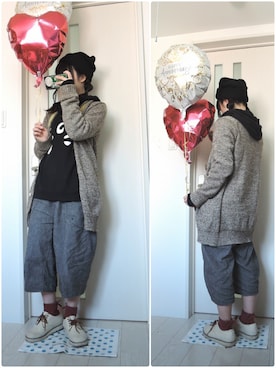 「にゃー」｜「アイテム（ニットキャップ/ビーニー）」を使った、しぃｏさん（レディース・159cm）の春コーディネート