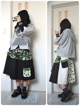 「NIRAME.CO（ニラメッコ）のアイテム（スカート）」を使った、しぃｏさん（レディース・159cm）の春コーディネート