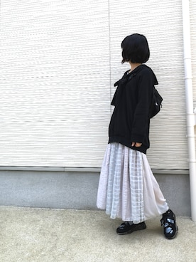 「ha | za | ma（ハザマ）のアイテム（スウェット）」を使った、しぃｏさん（レディース・159cm）の春コーディネート