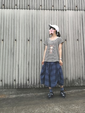 「mercibeaucoup,（メルシーボークー）のアイテム（ヘアゴム）」を使った、しぃｏさん（レディース・159cm）の夏コーディネート