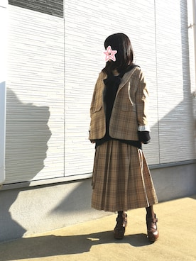 「ha | za | ma（ハザマ）のアイテム（スウェット）」を使った、しぃｏさん（レディース・159cm）の冬コーディネート