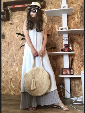 「plume blanche（プリュムブランシュ）のアイテム（帽子）」を使った、noah🐈さん（レディース・160cm）の夏コーディネート