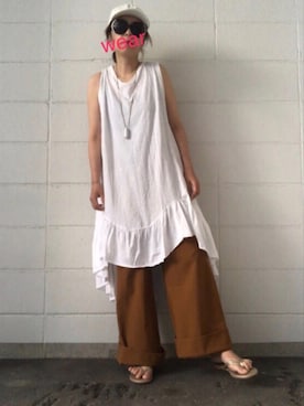 「troisのアイテム（パンツ）」を使った、noah🐈さん（レディース・160cm）の夏コーディネート