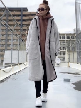 「moment+（モーメントプラス）のアイテム（その他アウター）」を使った、noah🐈さん（レディース・160cm）の冬コーディネート