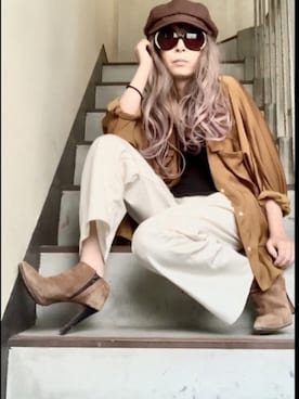 「OZOC（オゾック）のアイテム（キャスケット）」を使った、noah🐈さん（レディース・160cm）の秋コーディネート