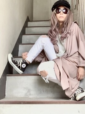 「H&M（エイチ・アンド・エム）のアイテム（パンツ、ホワイト系）」を使った、noah🐈さん（レディース・160cm）の秋コーディネート