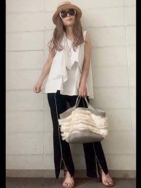 「sakishimatokyo（サキシマトーキョー）のアイテム（パンツ）」を使った、noah🐈さん（レディース・160cm）の春コーディネート