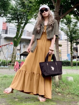 「U.S. POLO ASSN.（ユーエスポロアッスン）の【U.S. POLO ASSN.】 ユーエスポロアッスン キャンバス ロゴトートバッグS　US1862＊（トートバッグ）」を使った、noah🐈さん（レディース・160cm）の夏コーディネート