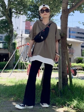「Honeys（ハニーズ）のアイテム（キャップ）」を使った、noah🐈さん（レディース・160cm）の夏コーディネート